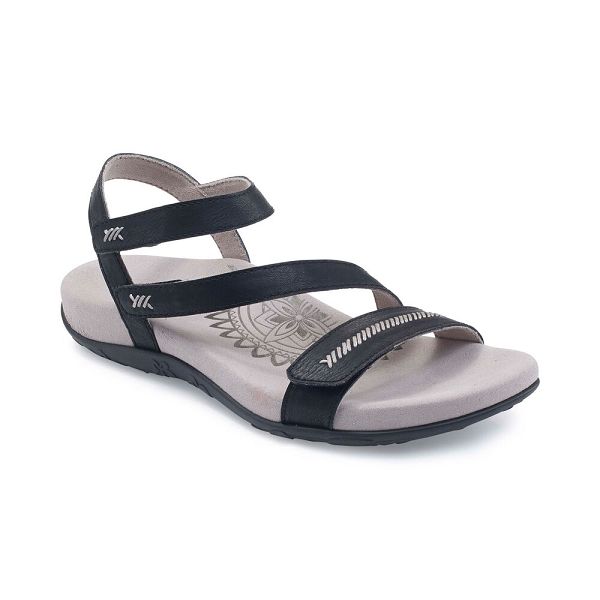 Aetrex Women's Gabby Adjustable Quarter Strap Sandals - Black | USA 3MX2O6W